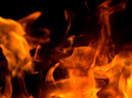 fire flame on black backgroundの写真素材