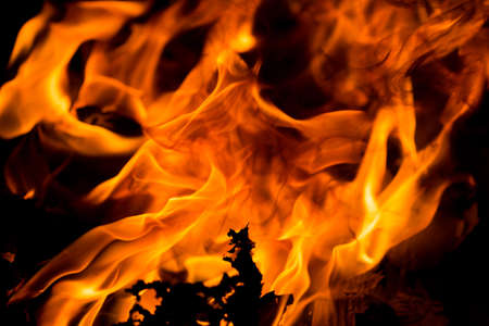 fire flame on black backgroundの写真素材