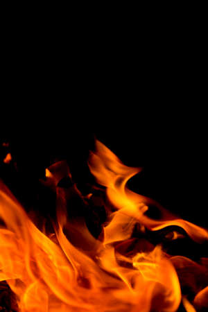 fire flame on black backgroundの写真素材