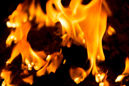 fire flame on black backgroundの写真素材