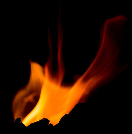fire flame on black backgroundの写真素材