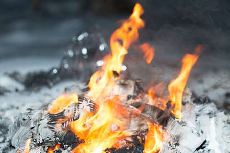 beautiful flame of fire, destruction of confidential documentsの写真素材