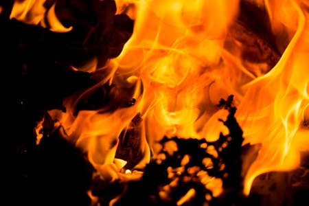 fire flame on black backgroundの写真素材