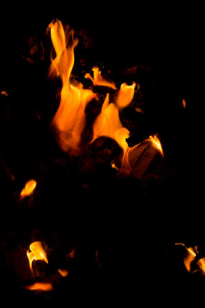 fire flame on black backgroundの写真素材