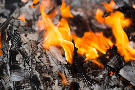 beautiful flame of fire, destruction of confidential documentsの写真素材