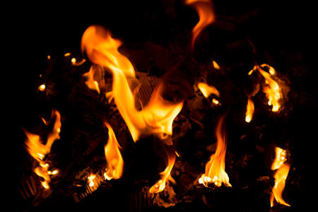 fire flame on black backgroundの写真素材