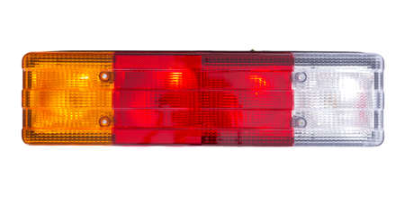 isolated truck taillight. Rear light of a truck isolated on white backgroundの写真素材