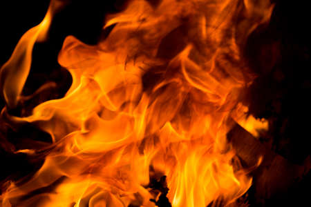 fire flame on black backgroundの写真素材