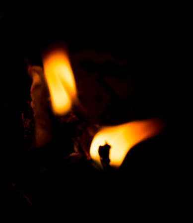 fire flame on black backgroundの写真素材