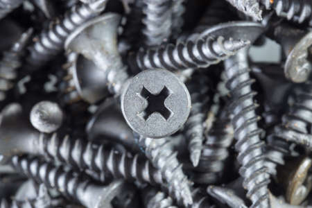 steel screws, metal screw, iron screw, screws for the background, wood screwの写真素材