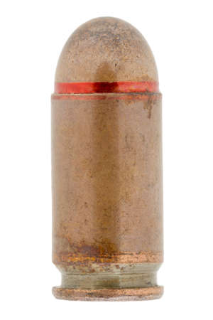 macro 9mm bullet on white backgroundの写真素材