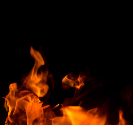 fire flame on black backgroundの写真素材