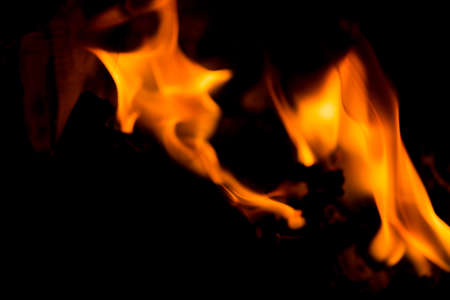 fire flame on black backgroundの写真素材