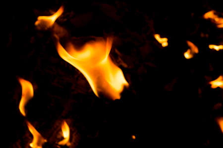 fire flame on black backgroundの写真素材