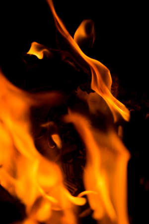 fire flame on black backgroundの写真素材