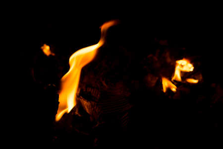 fire flame on black backgroundの写真素材