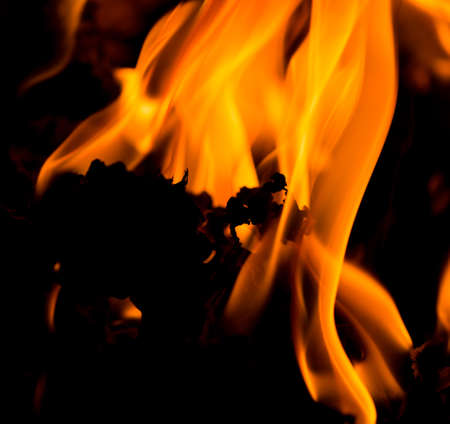 fire flame on black backgroundの写真素材