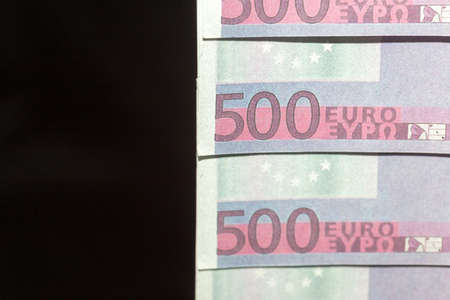 500 euros on a black backgroundの写真素材