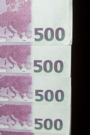 500 euros on a black backgroundの写真素材