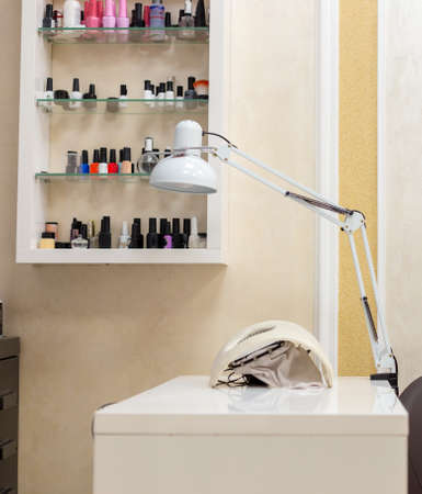 manicure table in the salonの写真素材