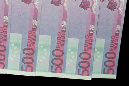 500 euros on a black backgroundの写真素材