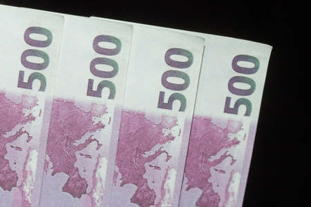 500 euros on a black backgroundの写真素材