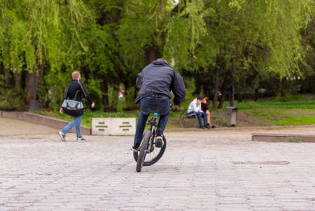 BMX biker in the parkの写真素材