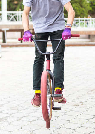 BMX biker in the parkの写真素材