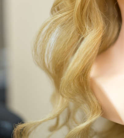 Training hairstyles on a mannequinの写真素材