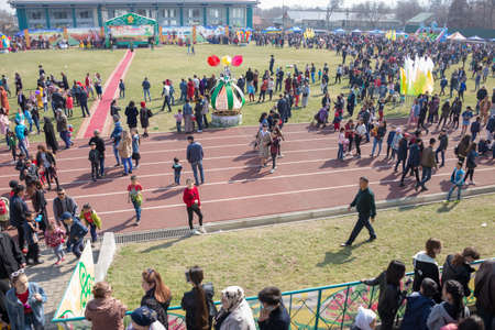 March 22, 2019 Almaty, Kazakhstan. Folk festivities during the celebration of the Nauryz holidayのeditorial素材