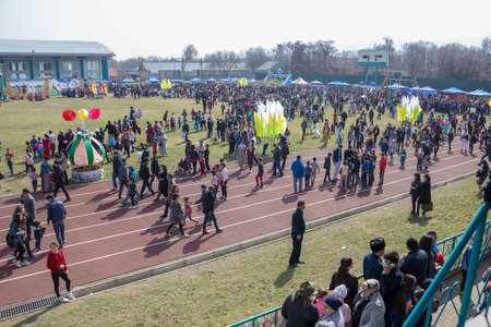 March 22, 2019 Almaty, Kazakhstan. Folk festivities during the celebration of the Nauryz holidayのeditorial素材