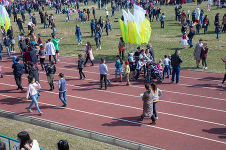 March 22, 2019 Almaty, Kazakhstan. Folk festivities during the celebration of the Nauryz holidayのeditorial素材