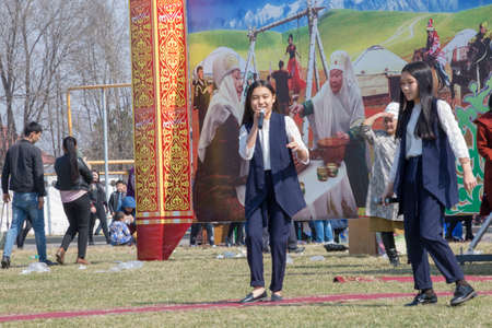 March 22, 2019 Almaty, Kazakhstan. Folk festivities during the celebration of the Nauryz holidayのeditorial素材