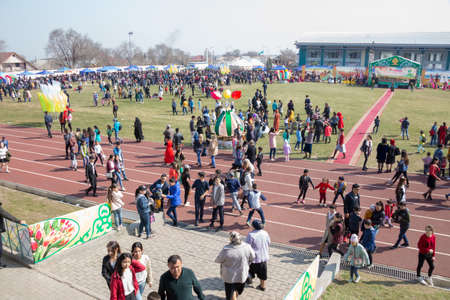 March 22, 2019 Almaty, Kazakhstan. Folk festivities during the celebration of the Nauryz holidayのeditorial素材