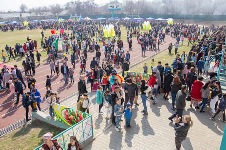March 22, 2019 Almaty, Kazakhstan. Folk festivities during the celebration of the Nauryz holidayのeditorial素材