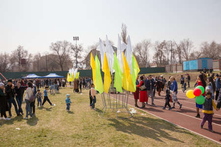 March 22, 2019 Almaty, Kazakhstan. Folk festivities during the celebration of the Nauryz holidayのeditorial素材