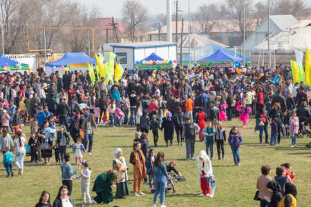 March 22, 2019 Almaty, Kazakhstan. Folk festivities during the celebration of the Nauryz holidayのeditorial素材
