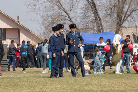 March 22, 2019 Almaty, Kazakhstan. Folk festivities during the celebration of the Nauryz holidayのeditorial素材