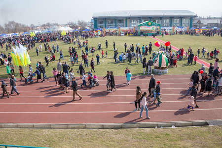 March 22, 2019 Almaty, Kazakhstan. Folk festivities during the celebration of the Nauryz holidayのeditorial素材