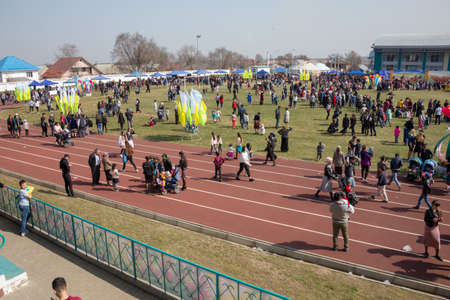 March 22, 2019 Almaty, Kazakhstan. Folk festivities during the celebration of the Nauryz holidayのeditorial素材