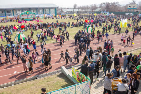 March 22, 2019 Almaty, Kazakhstan. Folk festivities during the celebration of the Nauryz holidayのeditorial素材