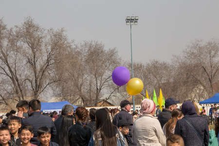 March 22, 2019 Almaty, Kazakhstan. Folk festivities during the celebration of the Nauryz holidayのeditorial素材