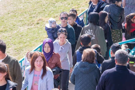 March 22, 2019 Almaty, Kazakhstan. Folk festivities during the celebration of the Nauryz holidayのeditorial素材
