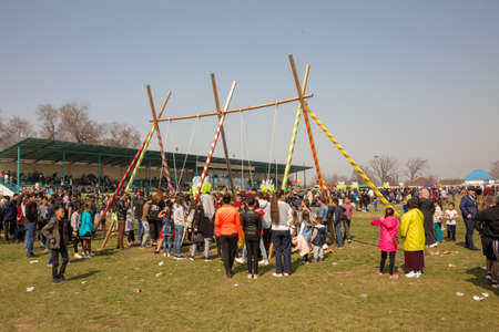 March 22, 2019 Almaty, Kazakhstan. Folk festivities during the celebration of the Nauryz holidayのeditorial素材