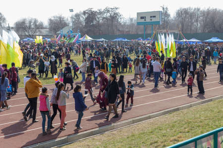 March 22, 2019 Almaty, Kazakhstan. Folk festivities during the celebration of the Nauryz holidayのeditorial素材