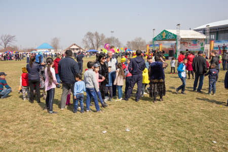 March 22, 2019 Almaty, Kazakhstan. Folk festivities during the celebration of the Nauryz holidayのeditorial素材