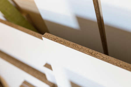 white laminate for furniture, prefabricated boards for furniture assemblyの写真素材