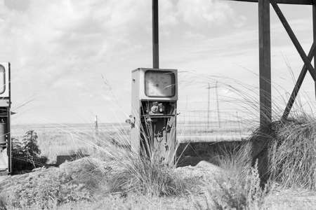 images of an old petrol station with the words "liters"の写真素材