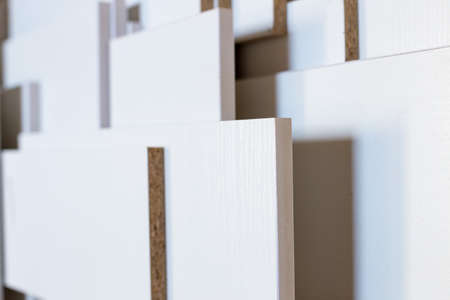 white laminate for furniture, prefabricated boards for furniture assemblyの写真素材