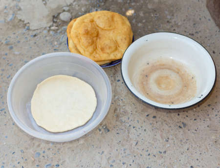 Fried puffy bread of Kazakhstan known as Baursakの写真素材
